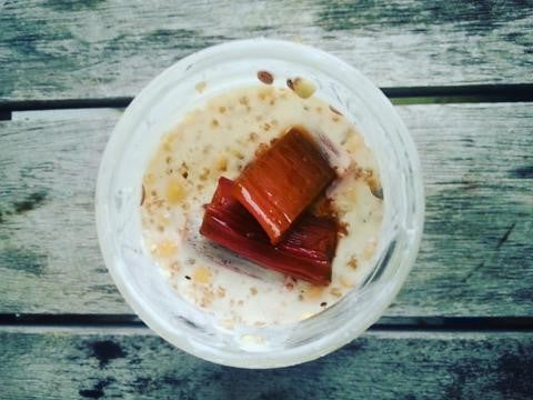 Breakfast in a Jar - Gluten Free Blend with Home Baked Rhubarb